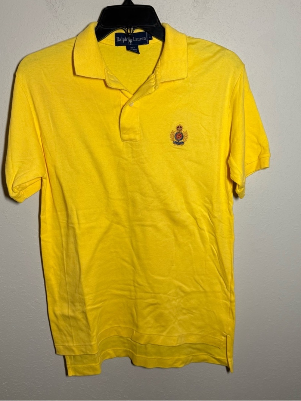 Men’s L Yellow Ralph Lauren Polo Preppy Logo Business Casual Short Sleeve Polo